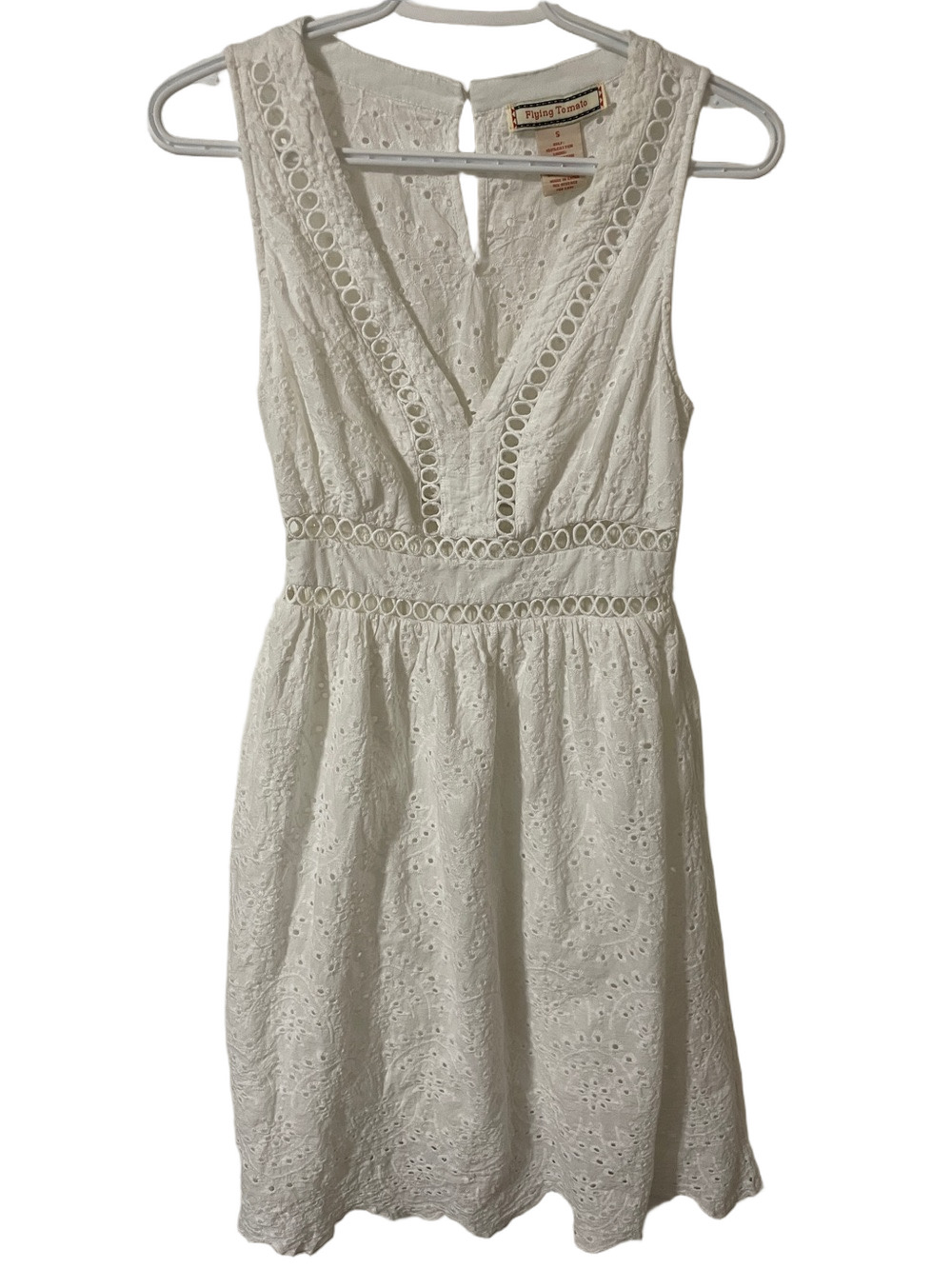 Flying Tomato White Eyelet Dress Size Small